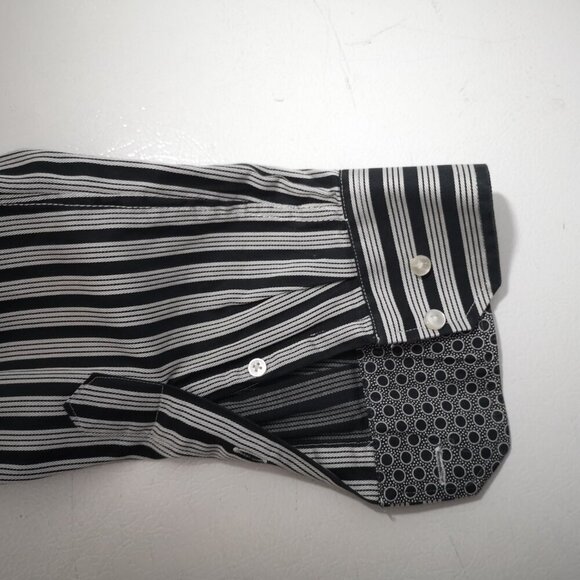 Jack Lipson Signature Men's Size Large Black & Grey Stripe Dress Shirt - Picture 8 of 11